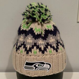 Seattle Seahawks NFL Womens New Era Beanie Beige/Grren/Blue